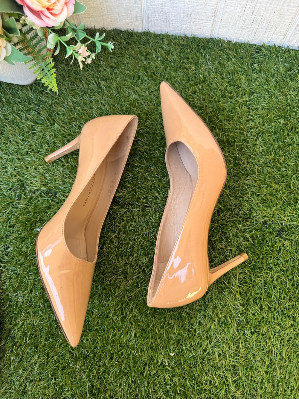 Stuart Weitzman Adobe (Nude) Patent Leather Pumps heels 3” 7 US gently used - Picture 7 of 12